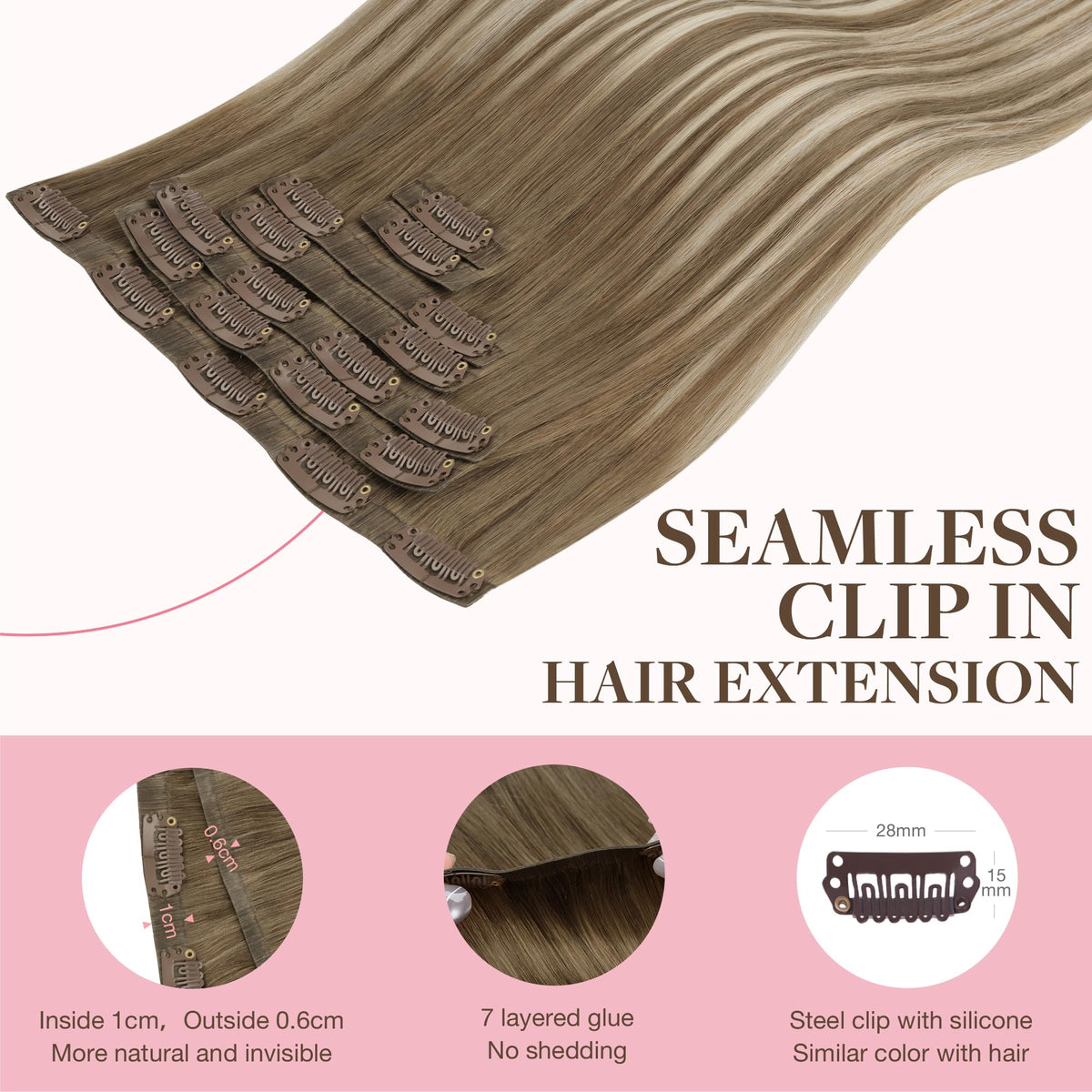 GOO GOO Clip in Hair Extensions close-up of the PU edge