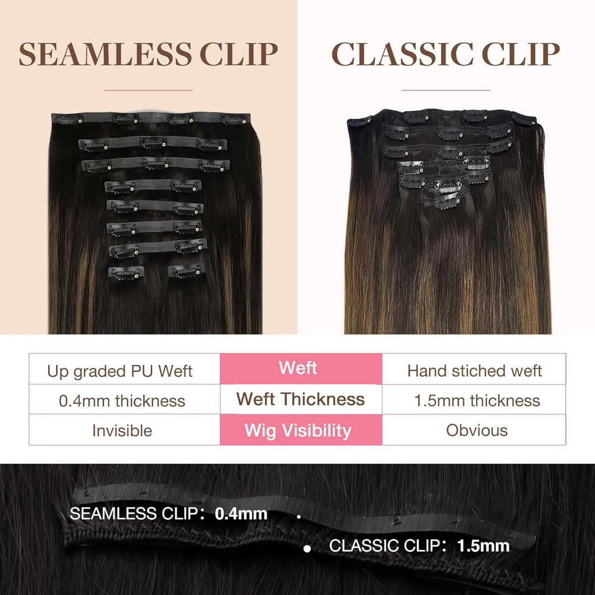 GOO GOO Clip in Hair Extensions color variety display