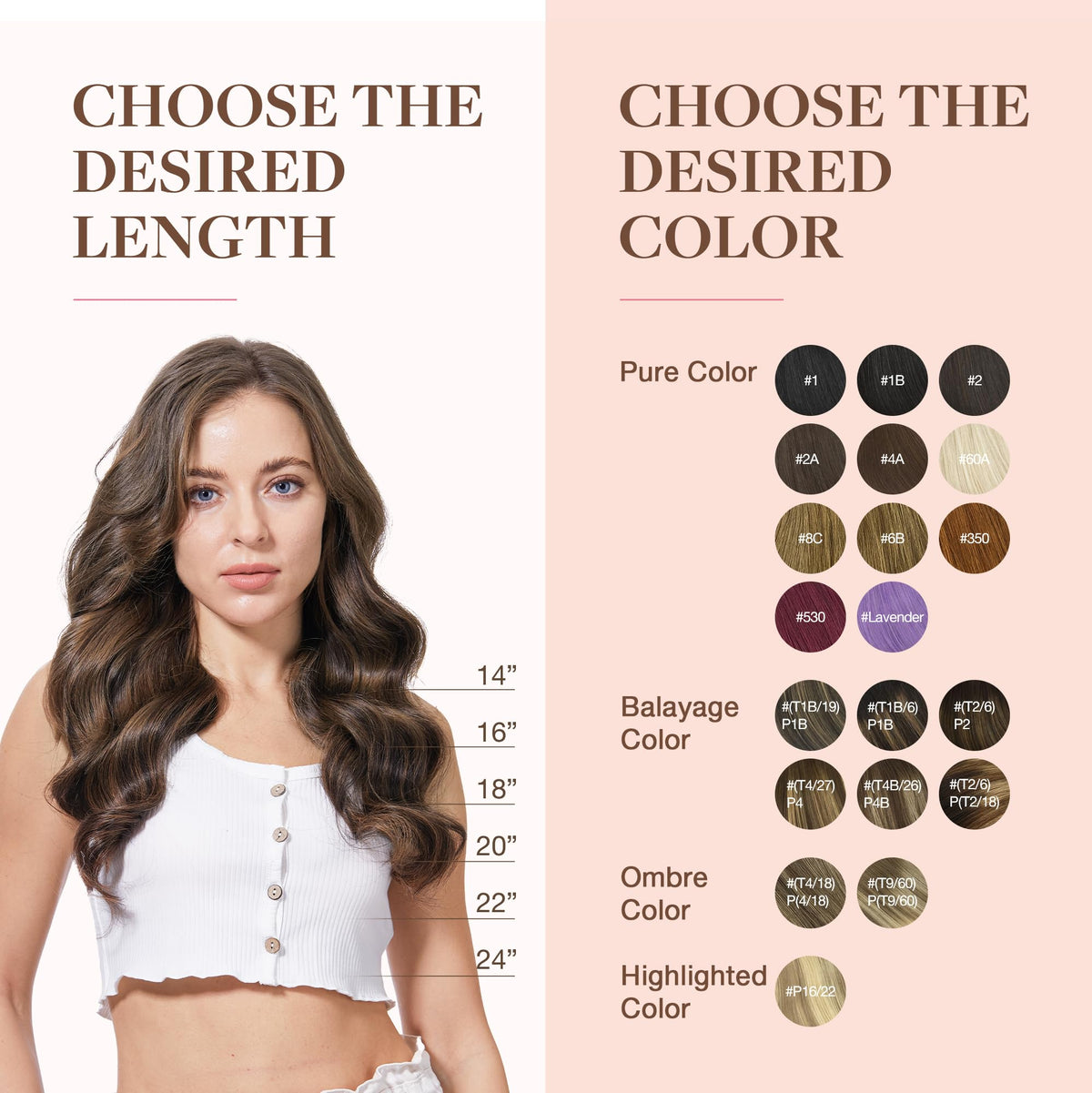 GOO GOO Clip in Hair Extensions colour variation display