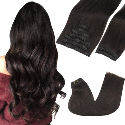 GOO GOO Clip in Hair Extensions Dark Brown front view