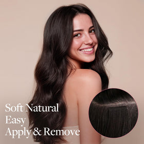 GOO GOO Clip in Hair Extensions dark brown on display