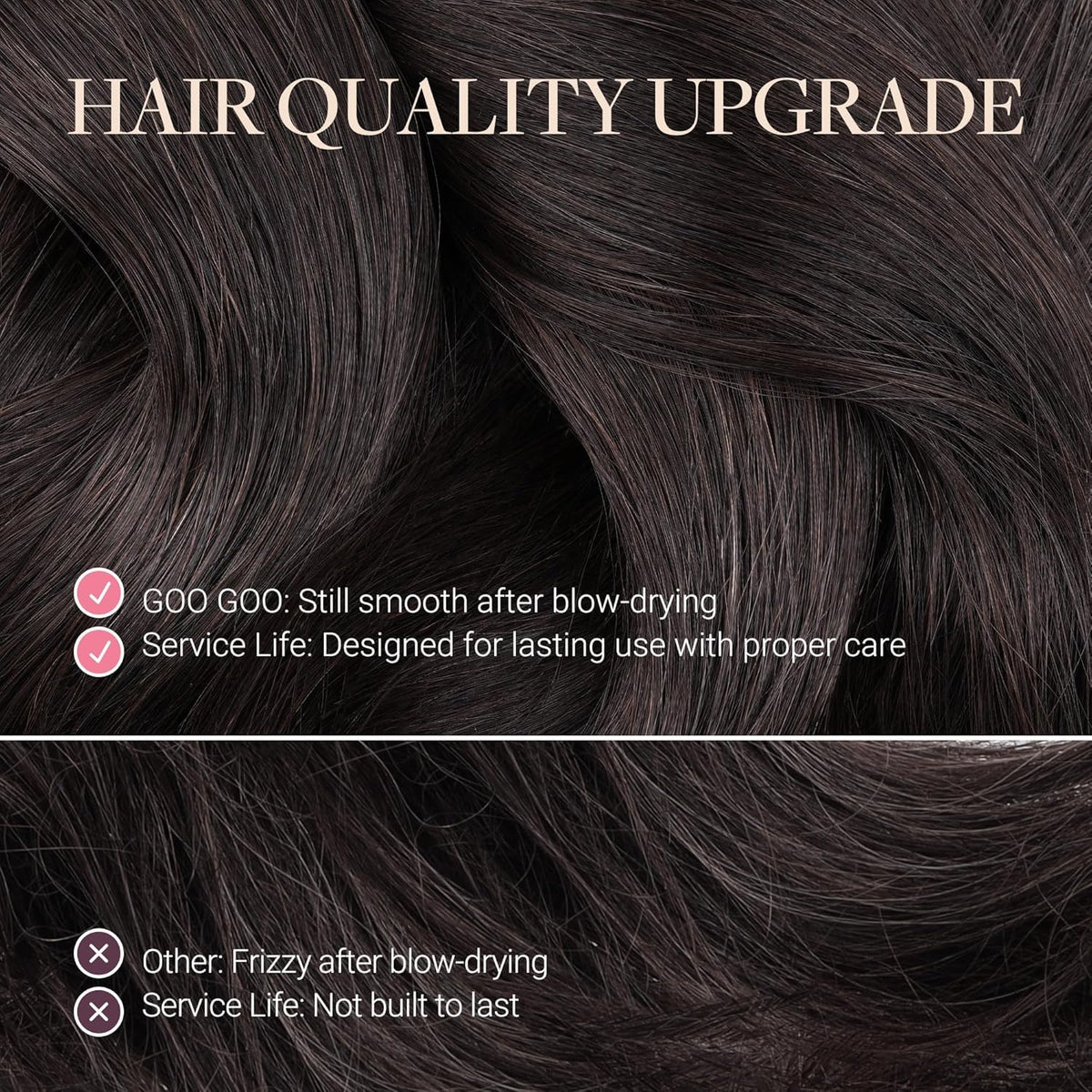 GOO GOO Clip in Hair Extensions Dark Brown packaging