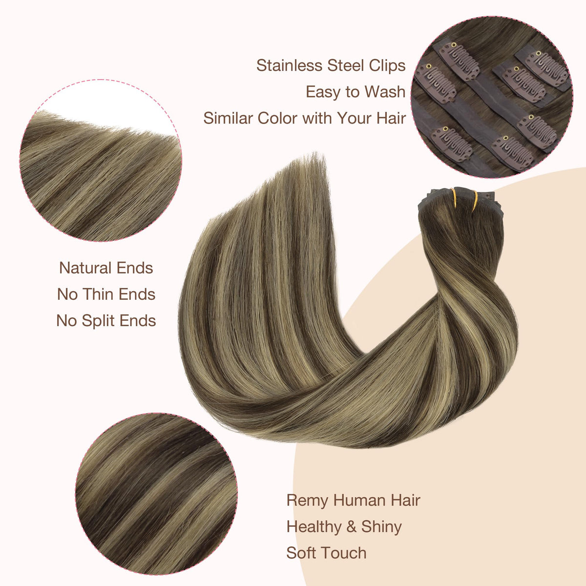GOO GOO Clip in Hair Extensions displayed in various colours