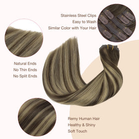 GOO GOO Clip in Hair Extensions displayed in various colours