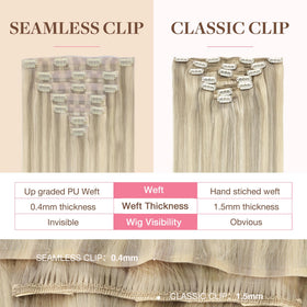 GOO GOO Clip in Hair Extensions displayed in various shades