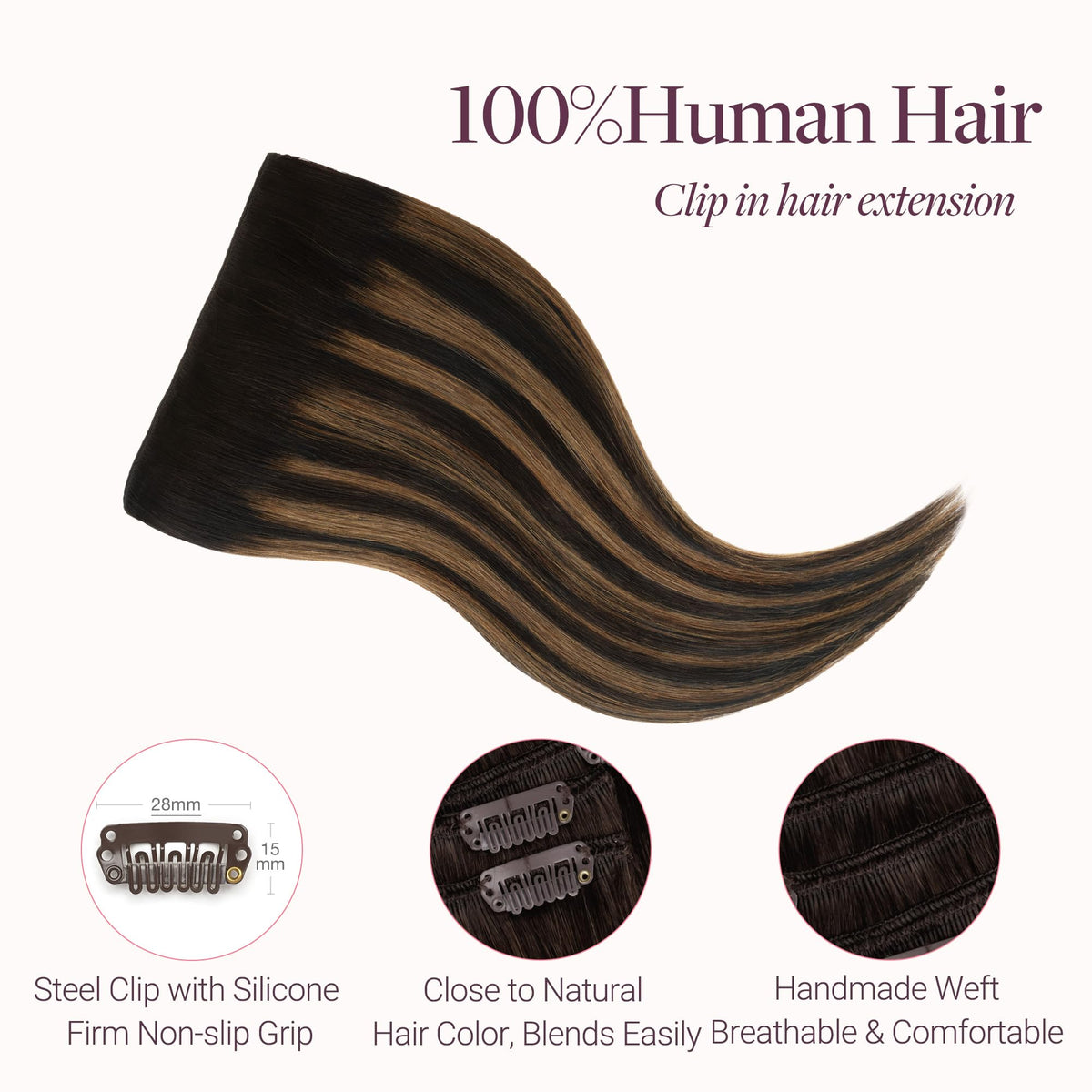 GOO GOO Clip in Hair Extensions displayed in various shades