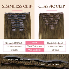 GOO GOO Clip in Hair Extensions displayed in various shades