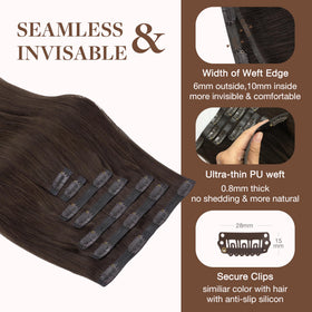 GOO GOO Clip in Hair Extensions displayed in various shades