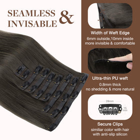 GOO GOO Clip in Hair Extensions displayed in various shades