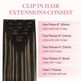 GOO GOO Clip in Hair Extensions displayed in various shades