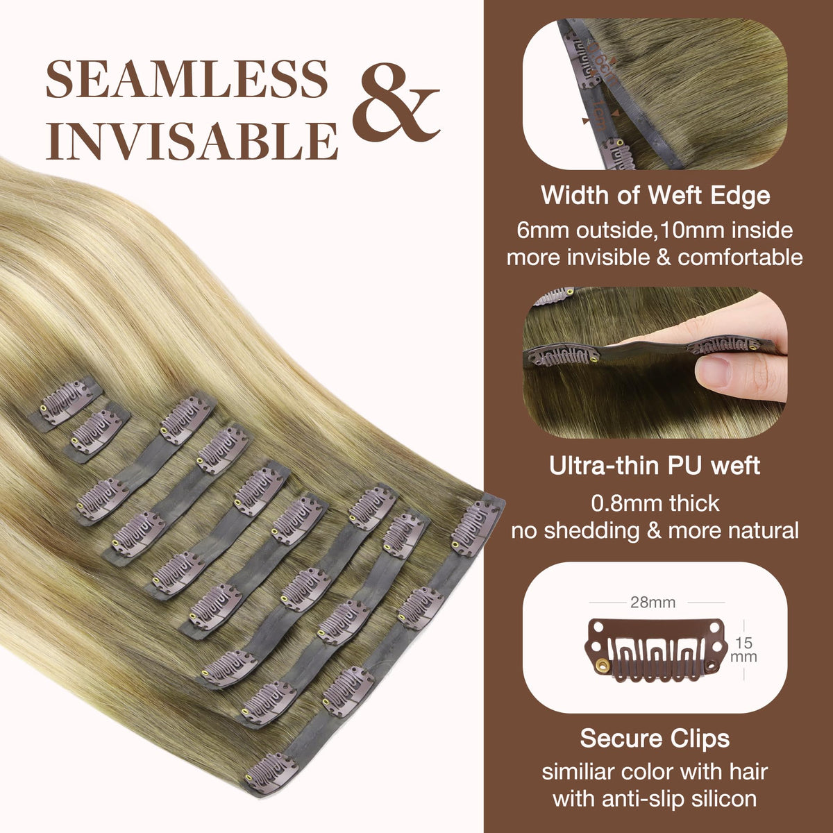 GOO GOO Clip in Hair Extensions displayed on a mannequin