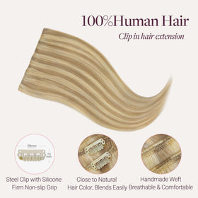 GOO GOO Clip in Hair Extensions displayed on a model