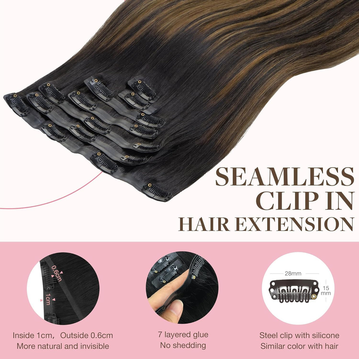 GOO GOO Clip in Hair Extensions displayed on a model