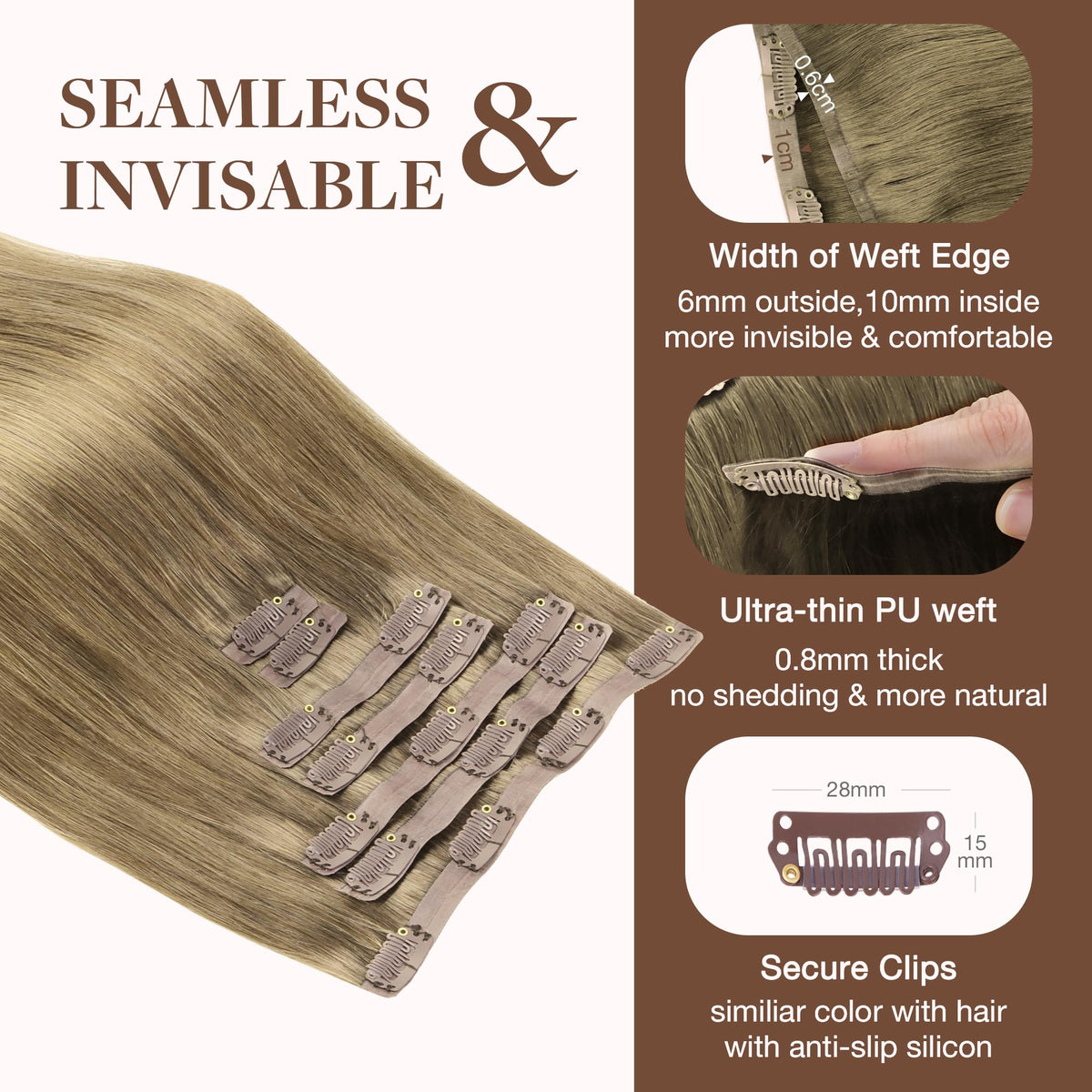 GOO GOO Clip in Hair Extensions displayed on a model