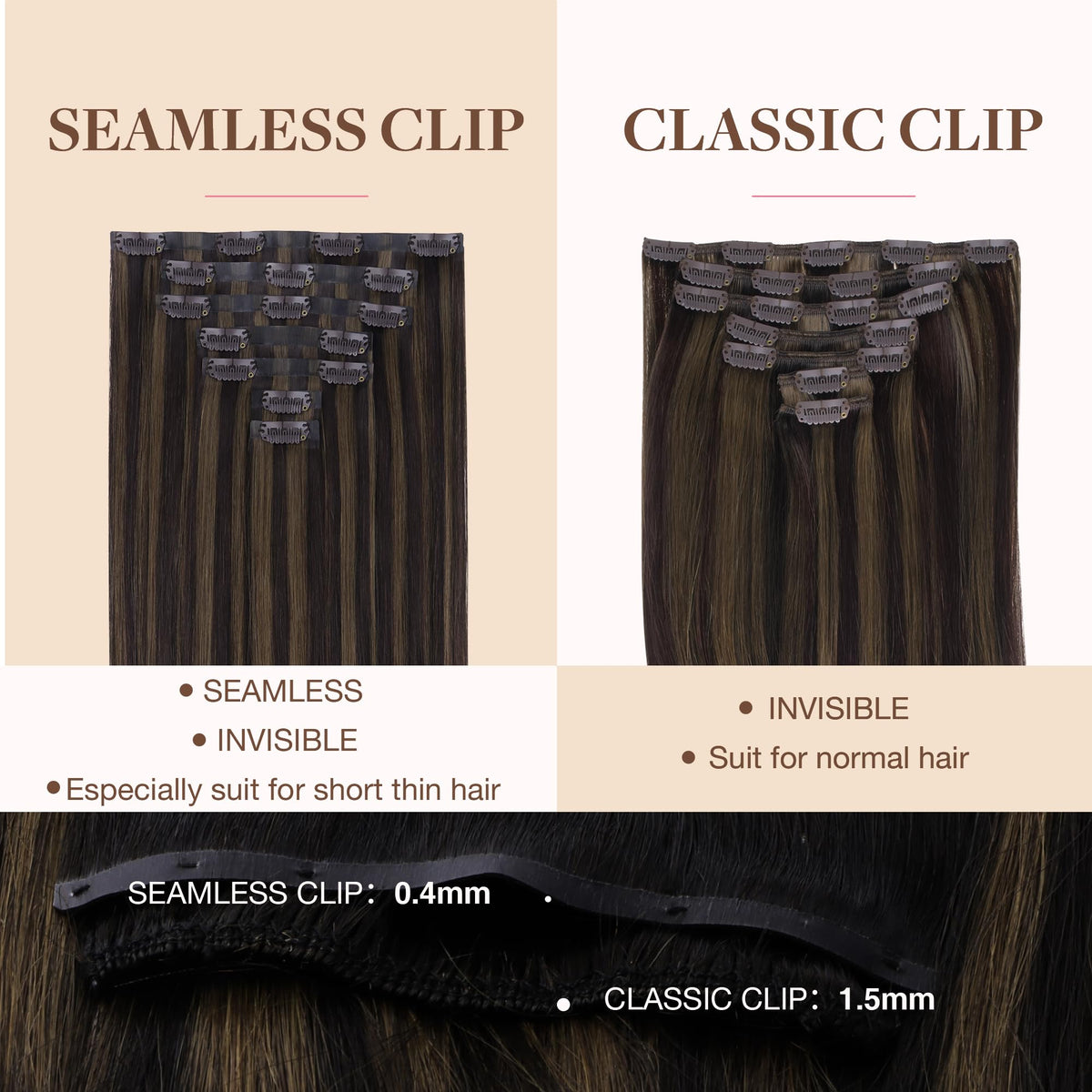 GOO GOO Clip in Hair Extensions displayed with care instructions