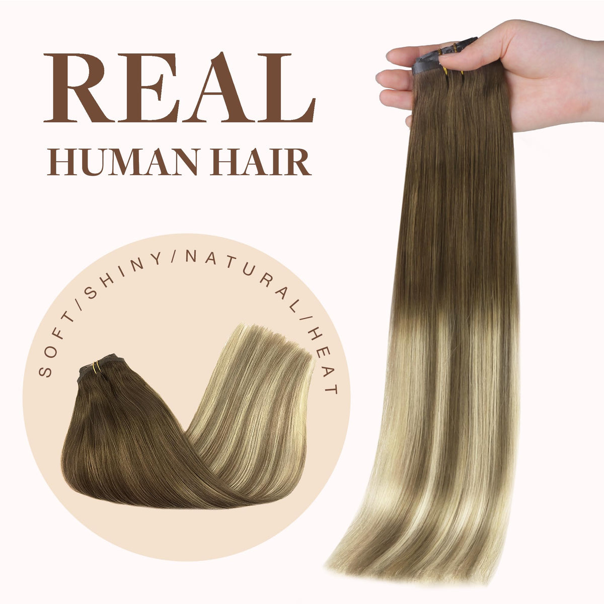 GOO GOO Clip in Hair Extensions displayed with care tips