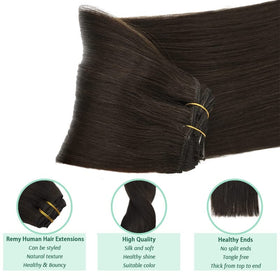 GOO GOO Clip in Hair Extensions displayed with hair care products
