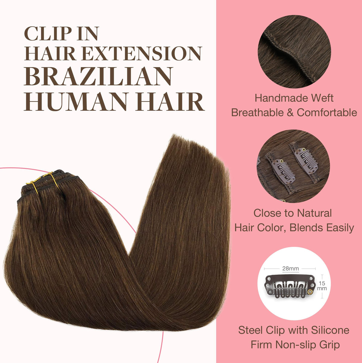 GOO GOO Clip in Hair Extensions displayed with hair styling tools