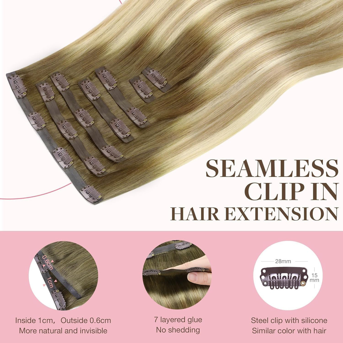 GOO GOO Clip in Hair Extensions displayed with packaging