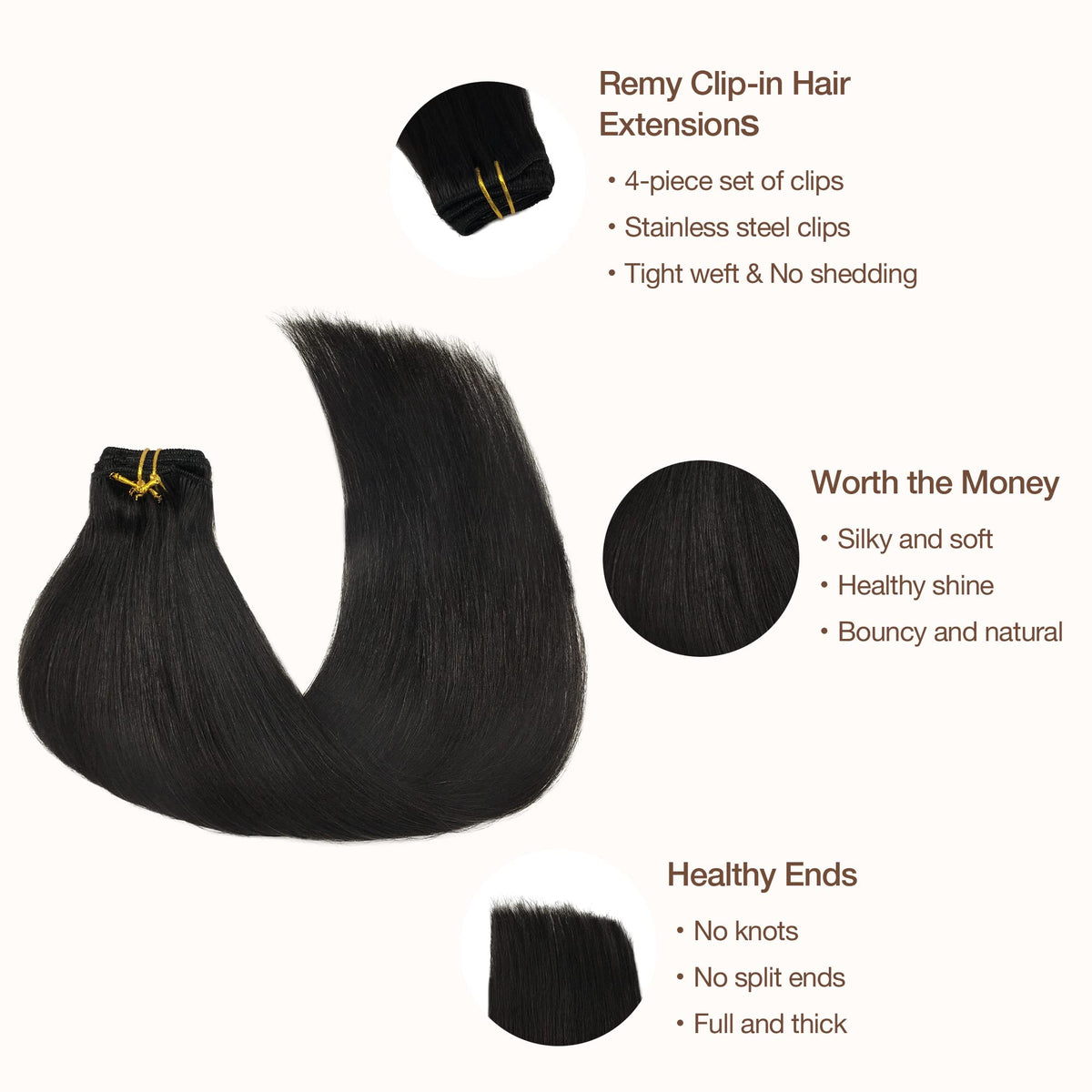 GOO GOO Clip in Hair Extensions displayed with packaging