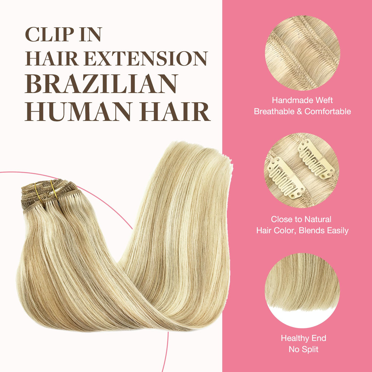 GOO GOO Clip in Hair Extensions displayed with styling tools
