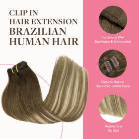 GOO GOO Clip in Hair Extensions displayed with styling tools