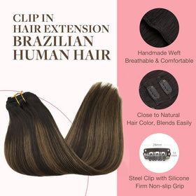 GOO GOO Clip in Hair Extensions displayed with styling tools