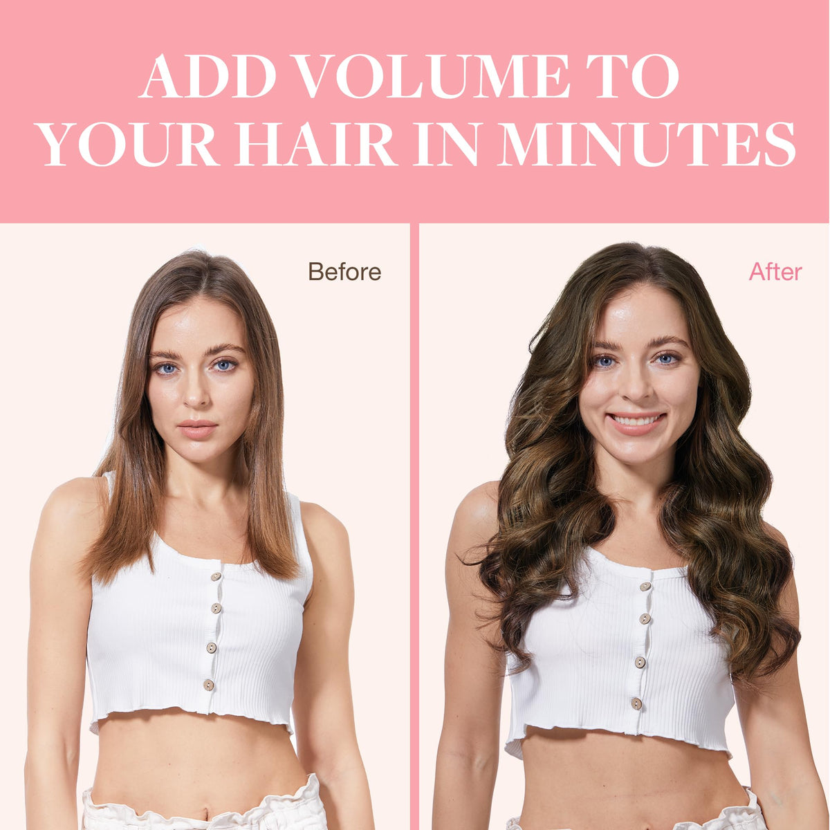 GOO GOO Clip in Hair Extensions displayed with styling tools