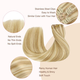 GOO GOO Clip-in Hair Extensions displayed with various colour options