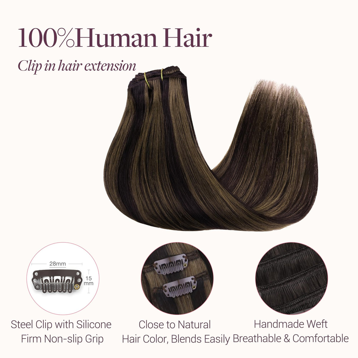 GOO GOO Clip in Hair Extensions displayed with various shades