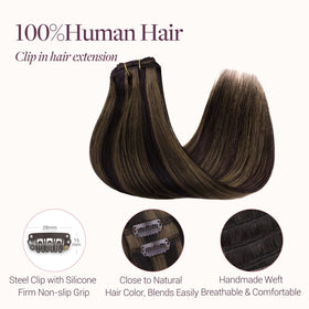 GOO GOO Clip in Hair Extensions displayed with various shades