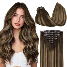 GOO GOO Clip in Hair Extensions front view, 227g