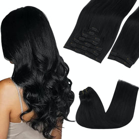 GOO GOO Clip in Hair Extensions front view in black