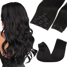 GOO GOO Clip in Hair Extensions front view in black