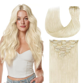 GOO GOO Clip in Hair Extensions front view in blonde