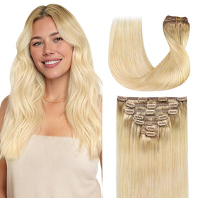 GOO GOO Clip in Hair Extensions front view in blonde