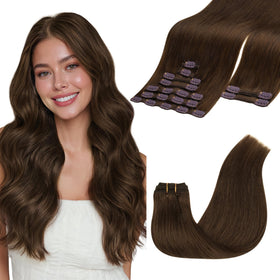 GOO GOO Clip in Hair Extensions front view in brown