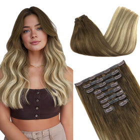 GOO GOO Clip in Hair Extensions front view in natural colour