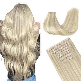 GOO GOO Clip in Hair Extensions front view in natural colour