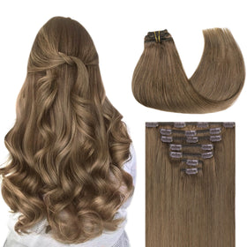 GOO GOO Clip in Hair Extensions front view showing brown colour