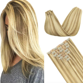 GOO GOO Clip in Hair Extensions front view showing multiple shades