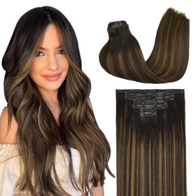 GOO GOO Clip in Hair Extensions front view showing natural hair texture