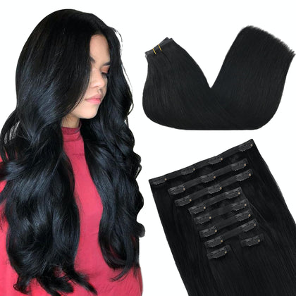 GOO GOO Clip in Hair Extensions front view showing natural hair texture