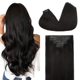 GOO GOO Clip in Hair Extensions front view showing natural shine