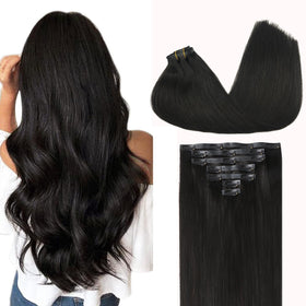 GOO GOO Clip in Hair Extensions front view showing natural shine