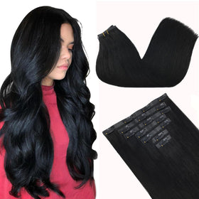 GOO GOO Clip in Hair Extensions front view showing natural texture