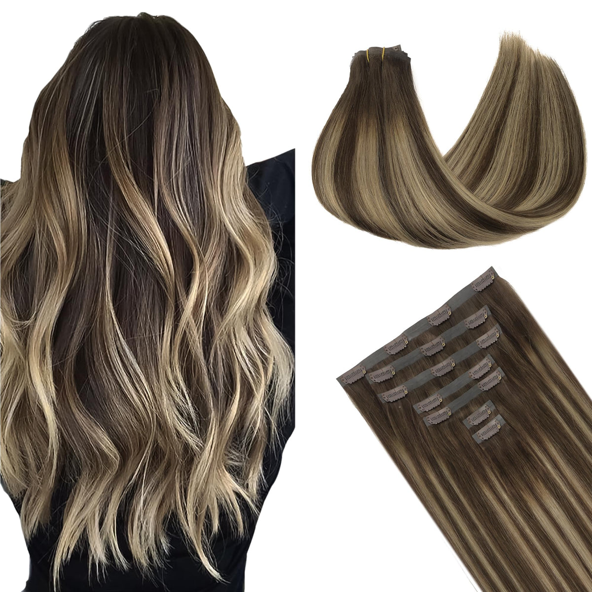 GOO GOO Clip in Hair Extensions front view showing natural texture