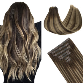 GOO GOO Clip in Hair Extensions front view showing silky texture