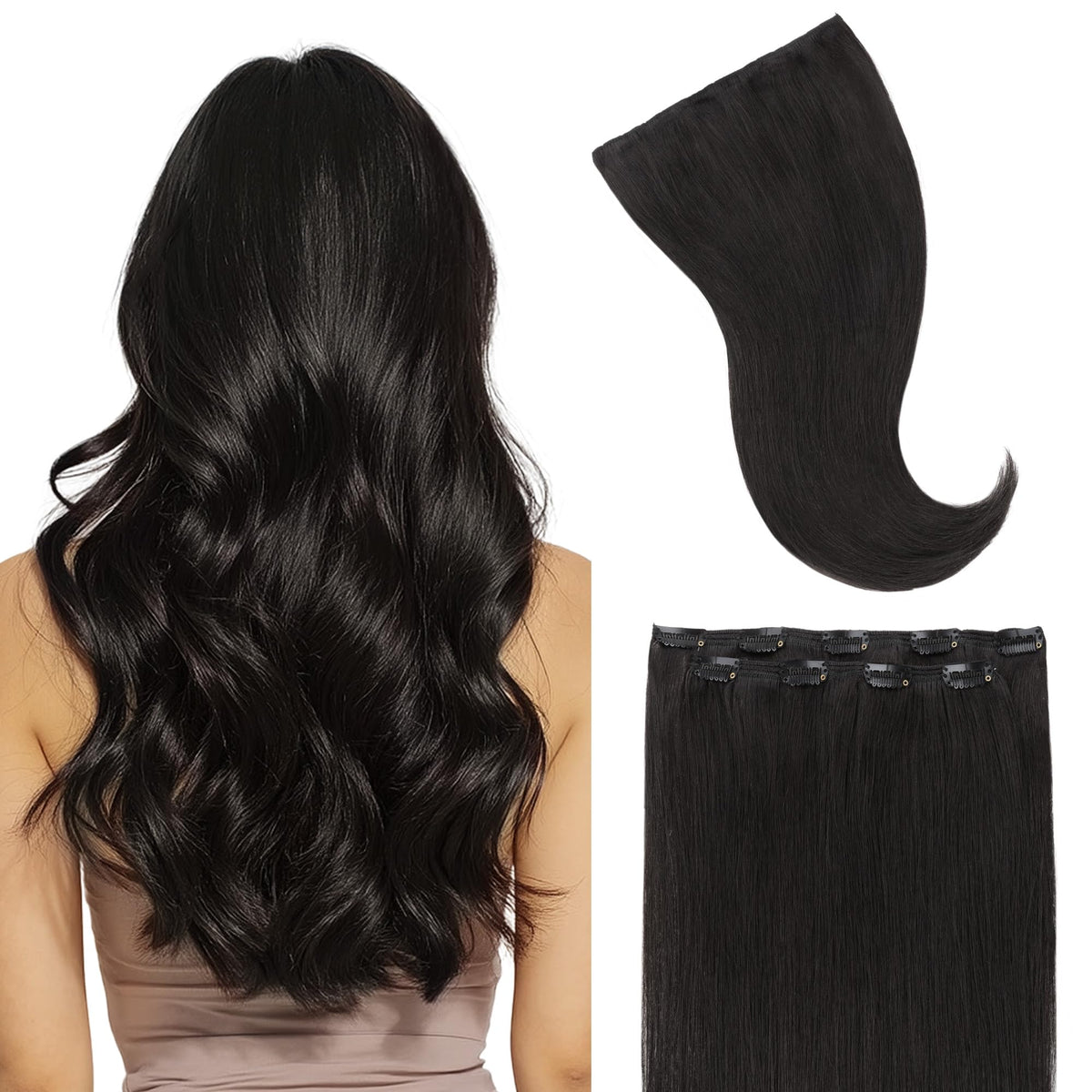 GOO GOO Clip in Hair Extensions front view showing two pieces