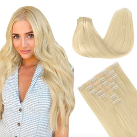 GOO GOO Clip in Hair Extensions front view showing various shades